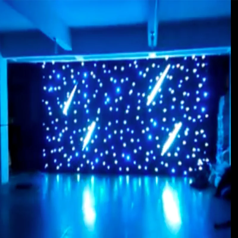 

Fireproof Fabric 6m x 4m Black DJ DMX LED Star Cloth Drape with meteor shower effect LED Starlight With Controller Tianxin LEDS