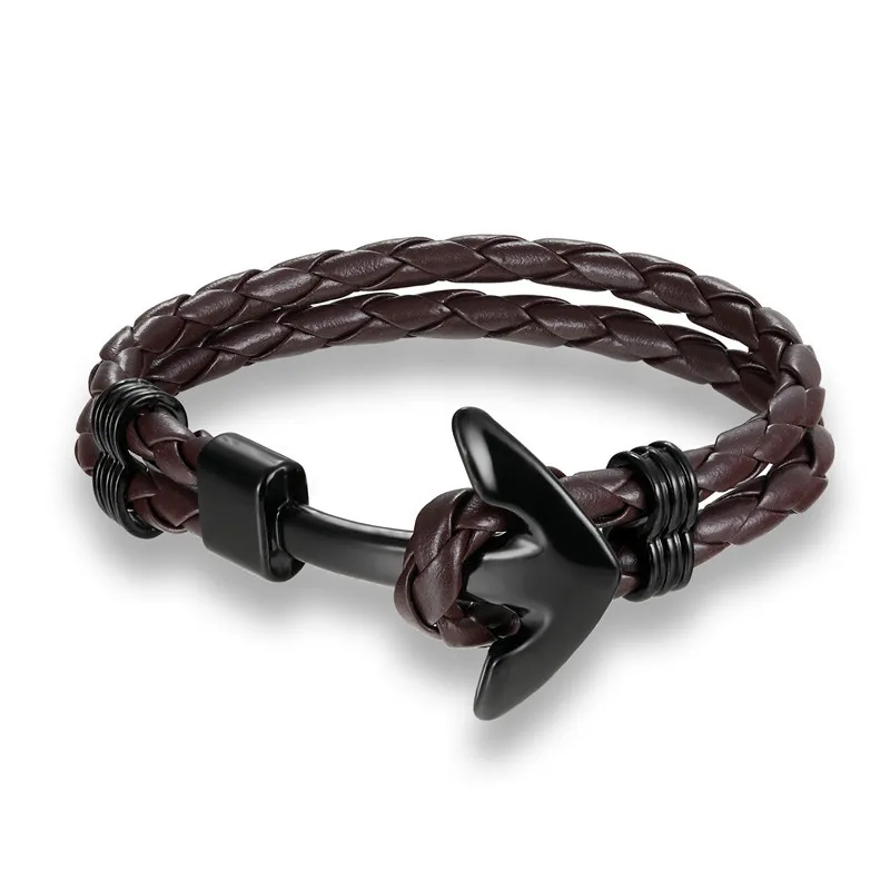 Мужской многослойный браслет YIZIZAI плетеный из натуральной кожи в стиле панк