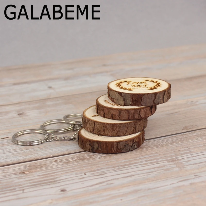 Galabeme индивидуальные, деревянные бирки брелок на заказ выгравированное имя Дата деревенская Свадьба Сувениры и подарки для гостей