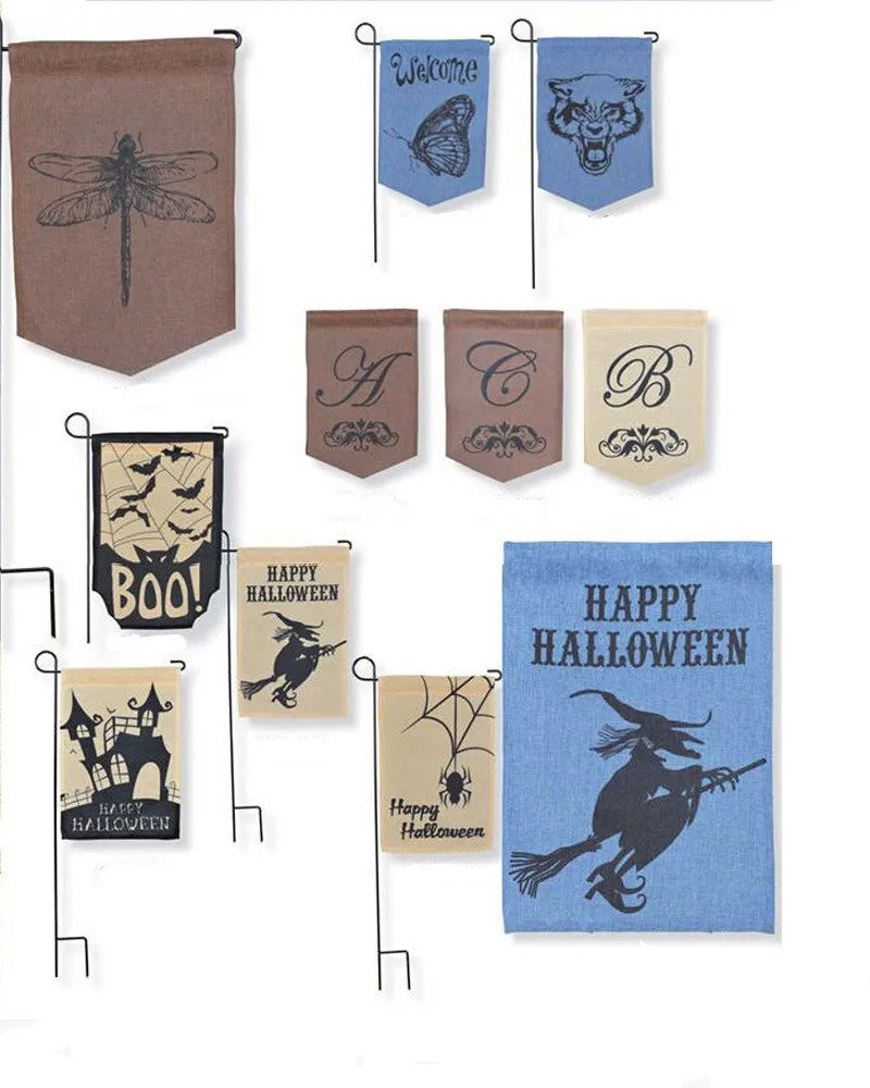 

250pcs Burlap Garden Flag 12"Wx18"H DIY Liene Yard Decorative Flags Hanging Home Custom Print Decoration Banner Ads Flags
