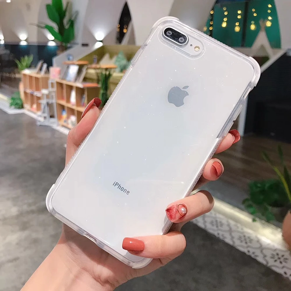 Роскошный блестящий чехол для телефона iPhone X XS 8 7 Plus 6 6S прозрачный мягкий