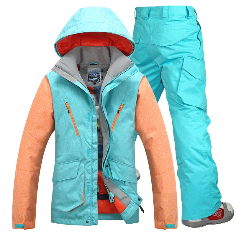 Gsou снег сноуборд куртка мужская Снежная одежда лыжная + брюки наборы