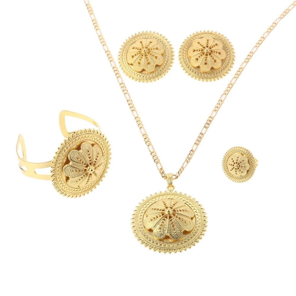 Модный комплект ювелирных изделий золотого цвета в Дубае для эфиопских