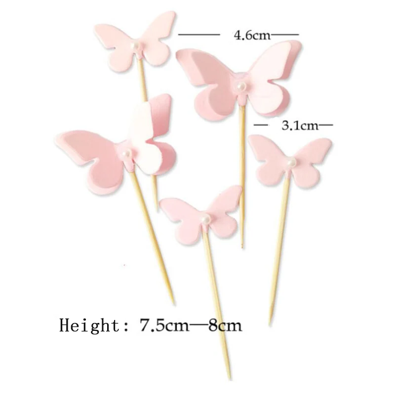 5 шт./лот торты с жемчужинами розовые бабочки украшения для свадебного торта