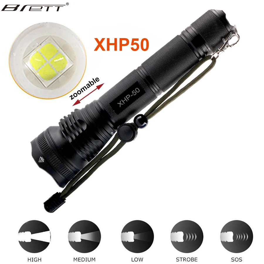 Новый длинный светодиодный тактический фонарь CREE XHP50/XHP70 3000 люмен алюминиевый 5