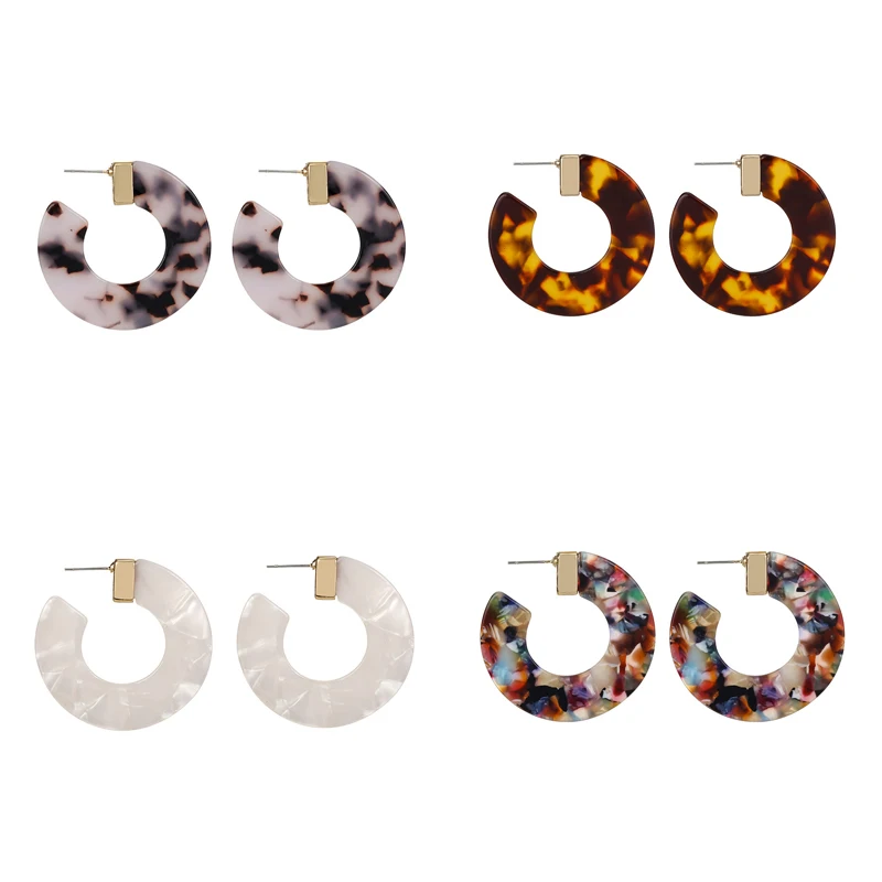 Artilady ацетатные Lucite C серьги-кольца для женщин Акриловые Серьги обручи черепаха из смолы большие серьги-кольца подарок