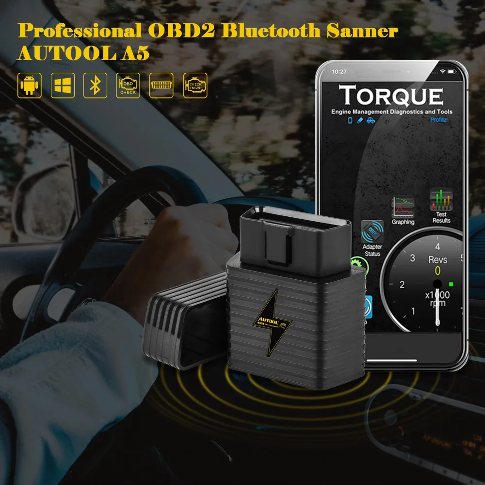 OBD2 II ELM327 V1.5 Bluetooth Автомобильный ELM 327 OBD сканер автоматический считыватель кодов диагностический инструмент Автомобильный многофункциональный AUTOOL A5