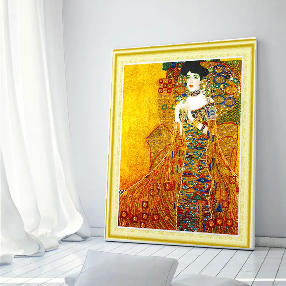 Алмазная картина 3D DIY алмазная вышивка Золотая Женская мозаика фото DP аксессуары