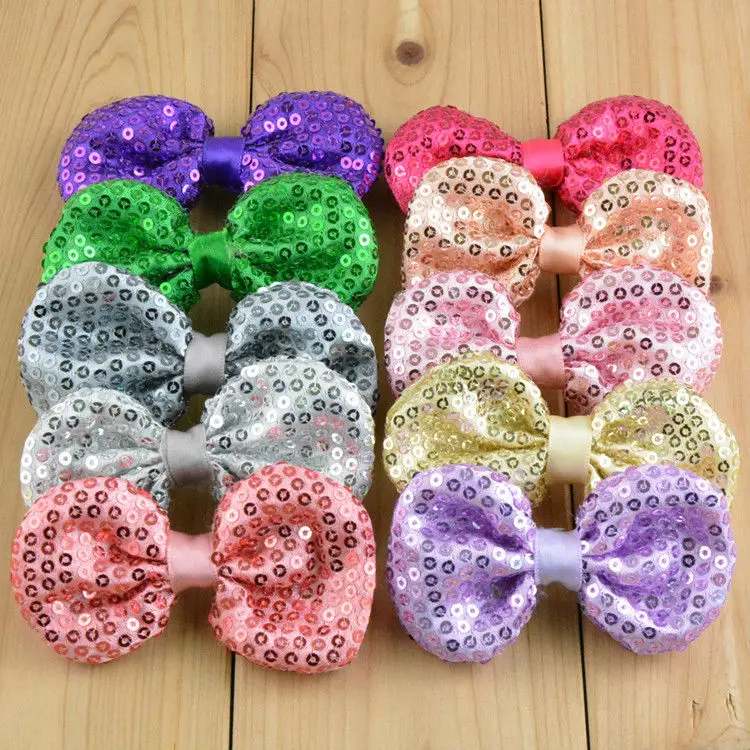 Оптовая продажа 300 шт./лот аппликация с бантом и блестками 3 дюйма вышитые банты