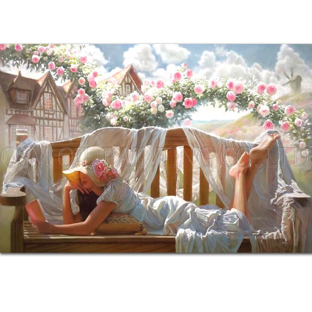 Опытный художник ручной работы музейное качество красота леди с белой одеждой