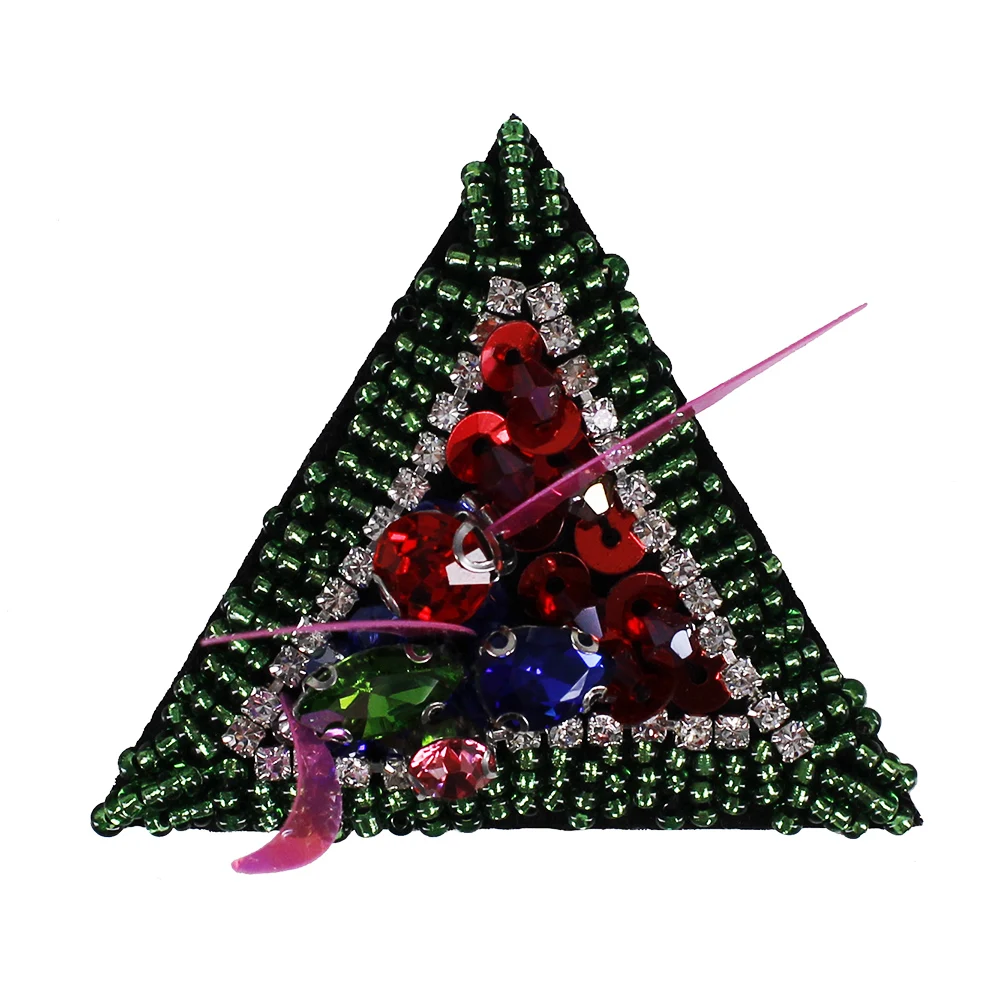 

10 шт., треугольные нашивки с бисером и блестками, аппликация из кристаллов, скрапбукинг, Пришивание значки, одежд сумок, украшение для рукоде...