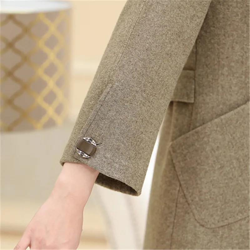 Шерстяное пальто для женщин 2018 Осень зима большие размеры шерстяные куртки