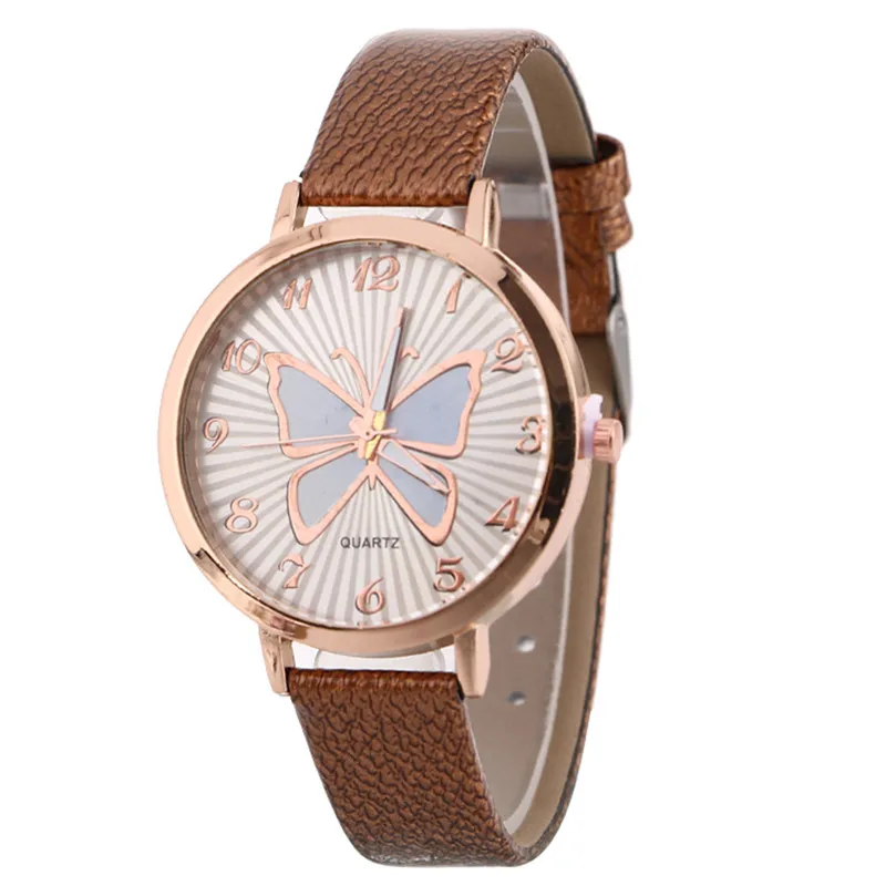2020 новые модные женские кварцевые часы с узором бабочки кожаный ремешок