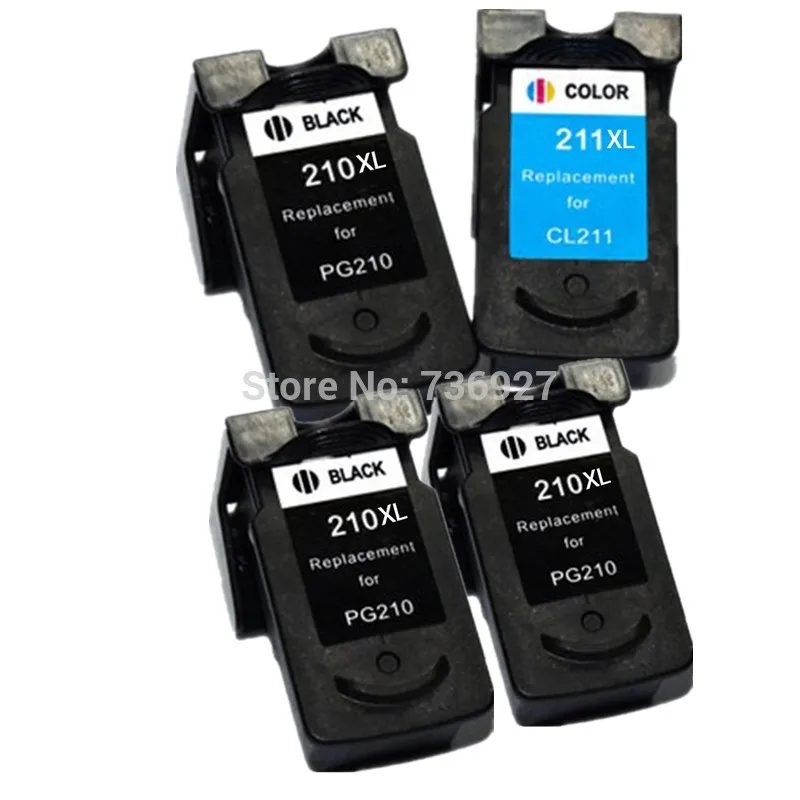 3BK + 1C совместимый чернильный картридж PG210 CL211 PG-210 CL-211 XL для Canon PIXMA iP2702 MP240 MP250 MP480 MX340
