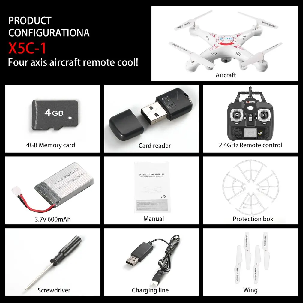 X5C 1 2 4G 4 канала оси 6 осный гироскоп Безголовый RC Quadcopter RTF р/у с пультом