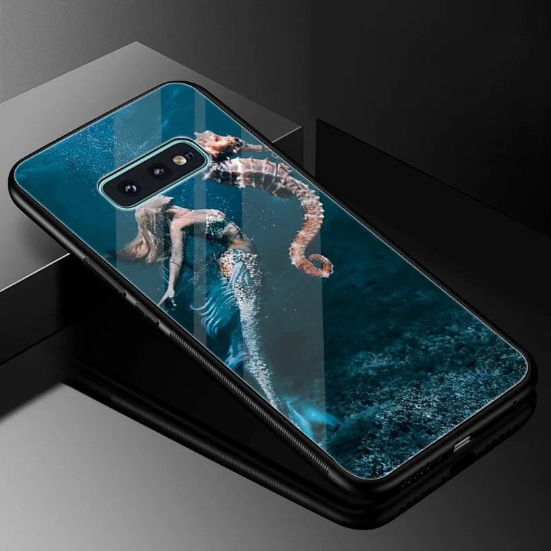 Desxz Mermaid Glass Case For Samsung Galaxy S7 Edge S8 S9 Plus Note 8 9 S10 Cover DIY Mirror |