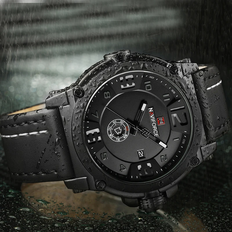 NAVIFORCE Топ люксовый бренд мужские спортивные военные кварцевые часы Мужские Аналоговые часы с датой Кожаный ремешок наручные часы Relogio Masculino