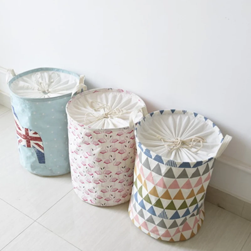 DOGGYZSTYLE Cotton Linen Foldable Bathroom Dirty Clothes Large Laundry Storage Buckets Bags Kids Toy Basket 4 colors | Дом и сад