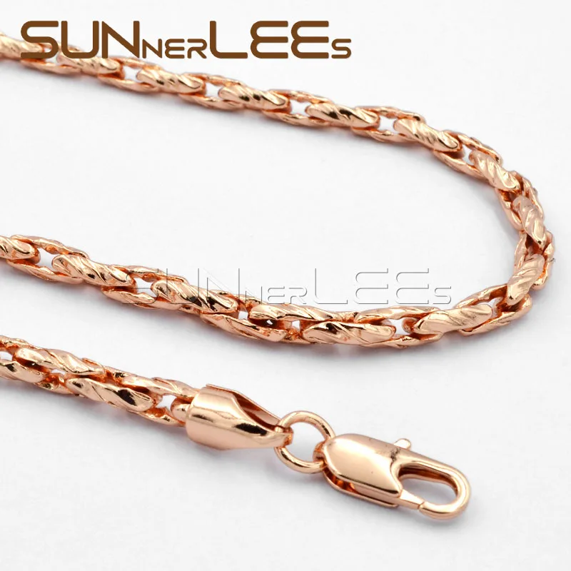 Ожерелье цвета розового золота с плетеными звеньями 5 мм|fashion necklace|necklace fashioncolorful