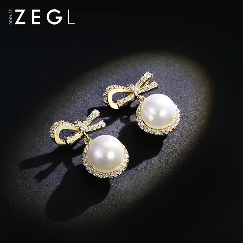 Женские серьги-клипсы ZEGL серьги с искусственным жемчугом и бантом