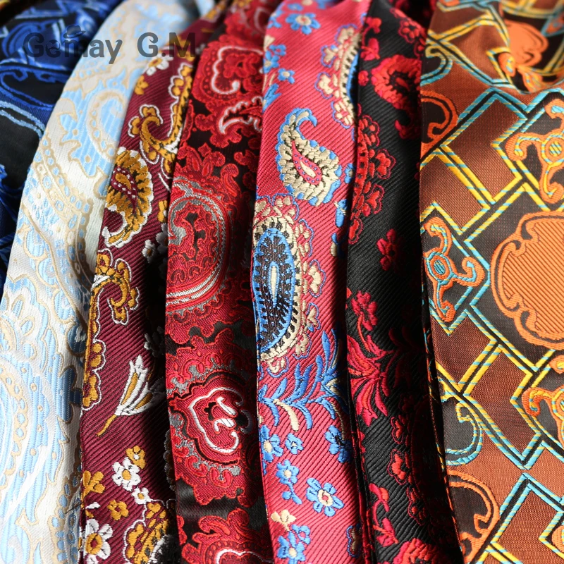

Men Vintage Cashew Floral Wedding Formal Cravat Ascot Scrunch Self British Gentleman Polyester Woven Neck Tie Luxury