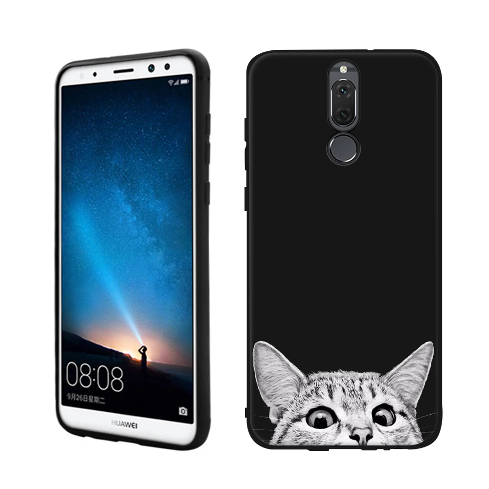 Черный ТПУ чехол для телефона huawei P20 P10 Pro mate 10 Lite P8 P9 Lite для Honor 8 9 Lite Y9 Enjoy 8 Plus чехол с кошками