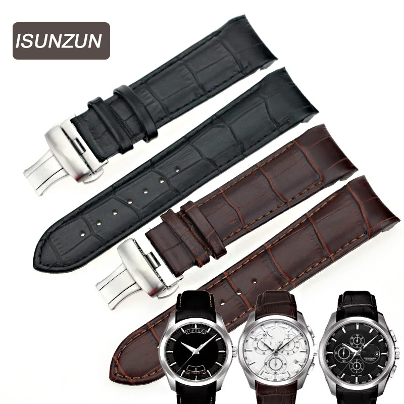 Мужские Ремешки для наручных часов ISUNZUN для Tissot T035 1853, ремешок для наручных часов из натуральной кожи T035627A, брендовые Ремешки для наручных часов 22 мм, мужские Ремешки для наручных часов