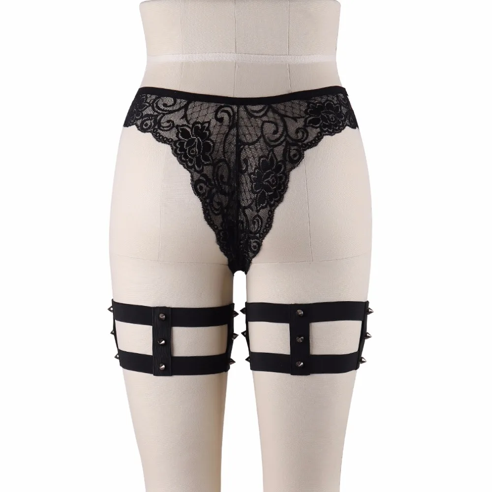 Готические Подвязки для ног с шипами черные эластичные подвязки ремешок ремня 1