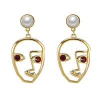 punk 2020 fashion new listing earrings green eyes brown eyes face personality pearl designs ladies earrings wholesale sales