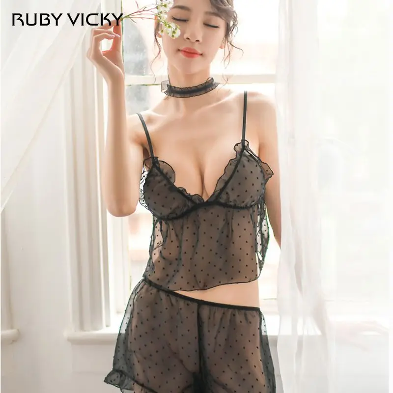 Пижама RUBY VICKY Женская на тонких бретельках пикантный кружевной топ и шорты