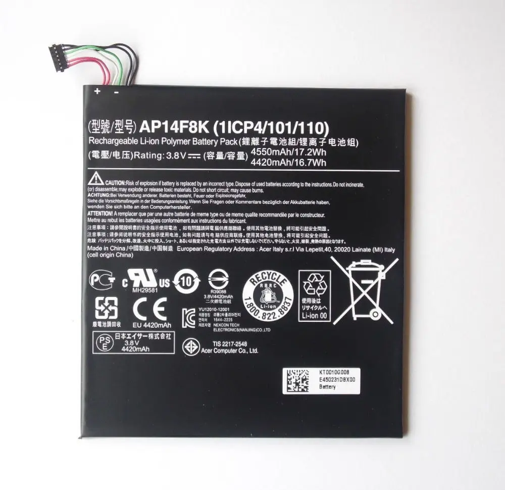 

New genuine Battery for Acer Iconia Tab 8 A1-841 A1-841FHD A1-841HD AP14F8K 3.8V 16.7WH
