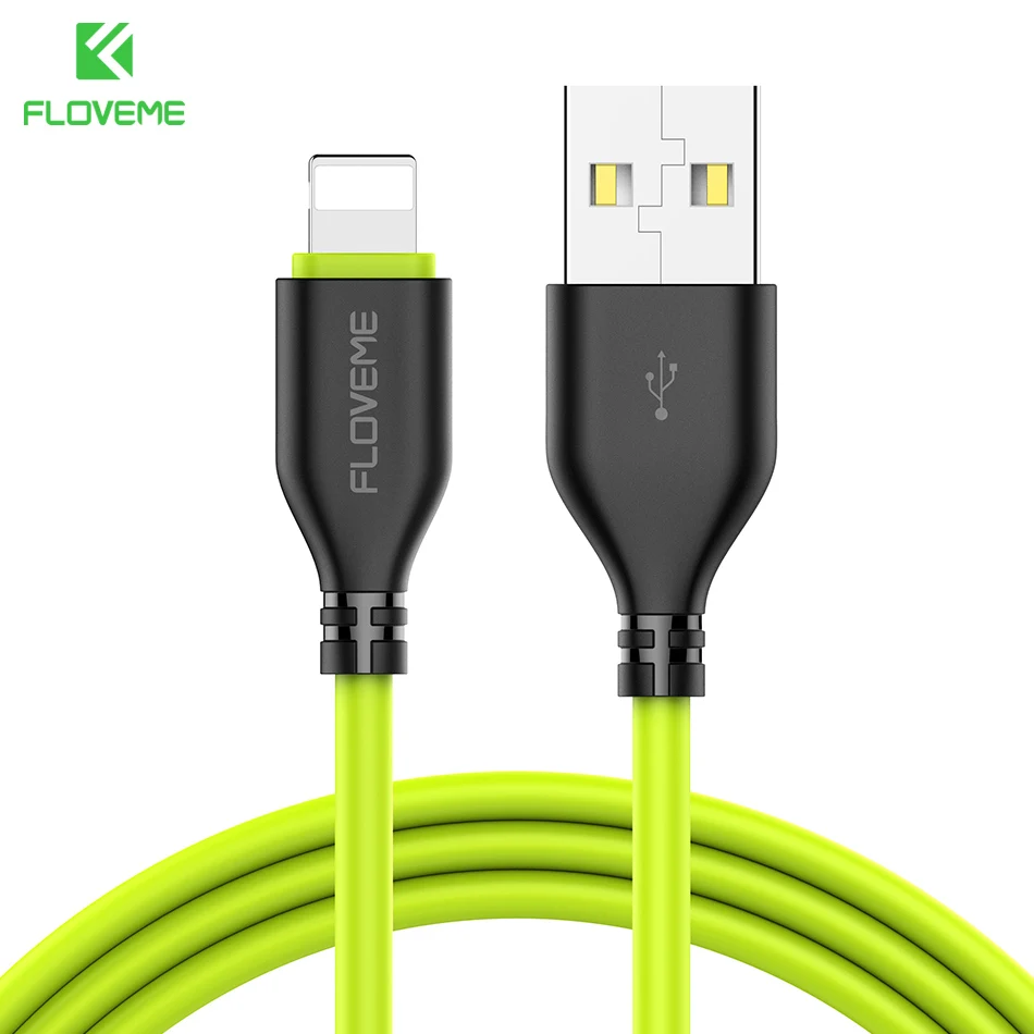 Black Green FLOVEME USB кабель для iPhone 7 8 X 2.2A зарядный кабель для синхронизации 0,3 м 1 м кабели для мобильных телефонов для Apple iPhone 10 6 7 8 Plus 5S зарядное устройство - Цвет: Black Green