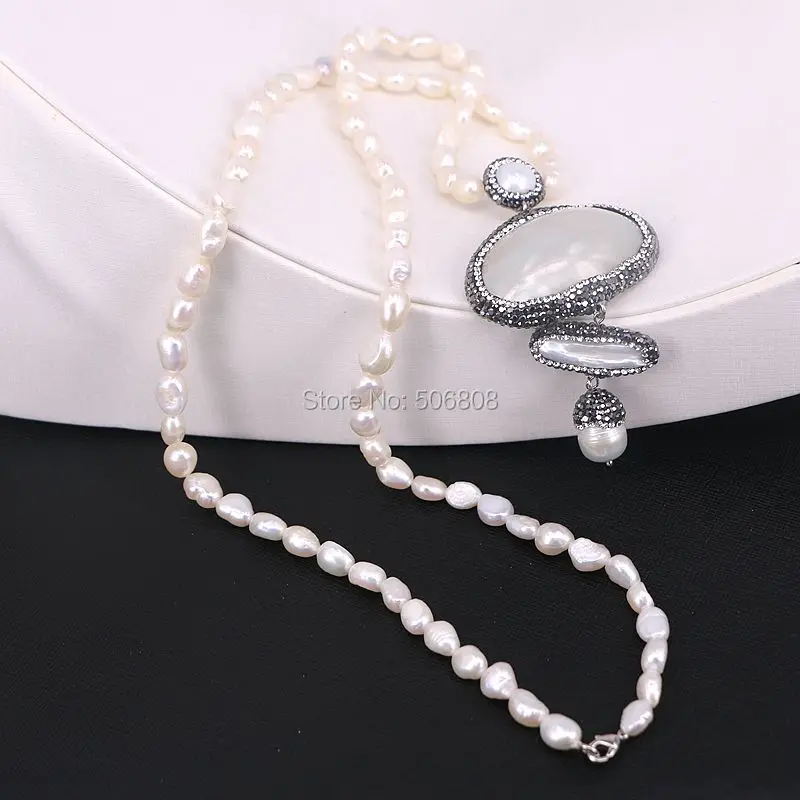 5 нитей Мода CZ Crystal Pearl Drop и В виде ракушки с длинной бахромой кулон Цепочки и ожерелья, жемчуг Бусины Jewelry Цепочки и ожерелья для Для женщин