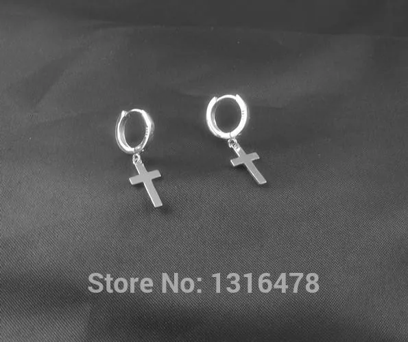 Новые серьги из стерлингового серебра 925 пробы, конические Серьги с пряжкой, простая индивидуальная секция для мужчин и женщин, нейтральный внутренний диаметр 9 мм - Окраска металла: cross 1 pair