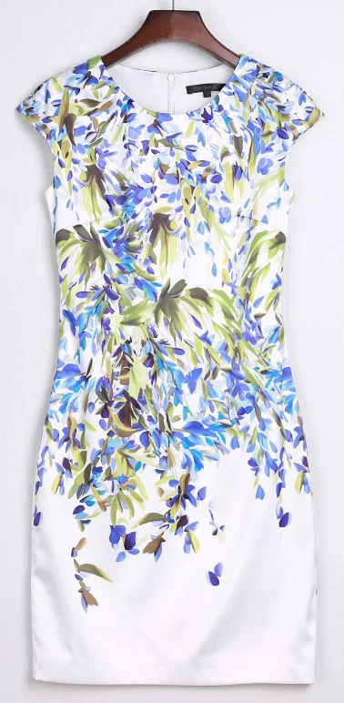2016 Spring Fashion Women Flower Print Sheath Dress Elegant Sleeveless Work Dresses | Женская одежда