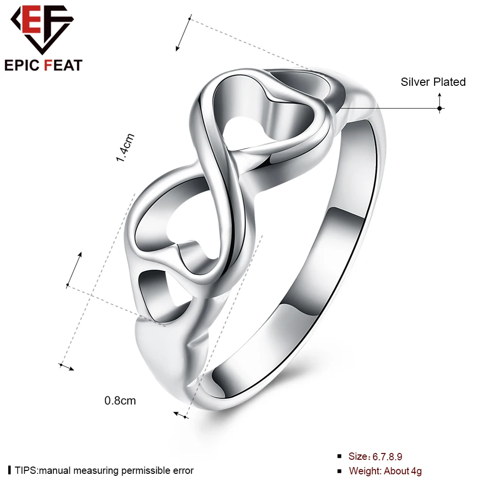 EPICFEAT Романтический Ближе Сердца Серебряные Кольца для Женщин Модный