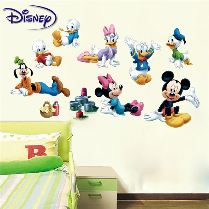 Disney Mickey Minnie Donald Duck Decorative Sticker Background Green Removable Self-adhesive Test Waterproof | Игрушки и хобби
