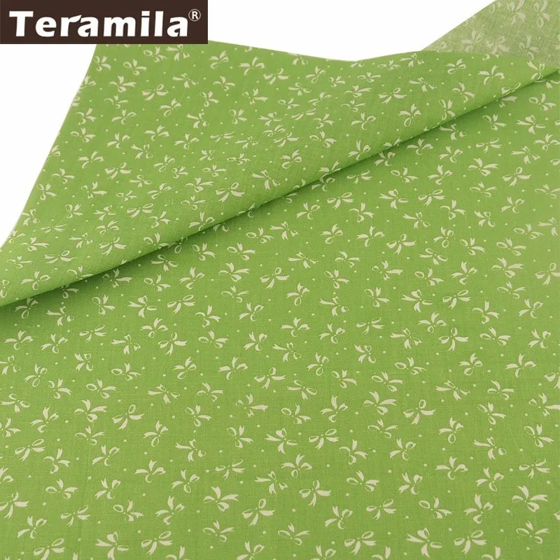 Teramila ткань из 100% хлопка с зеленым низом белая бабочка дизайн текстиль куклы DIY