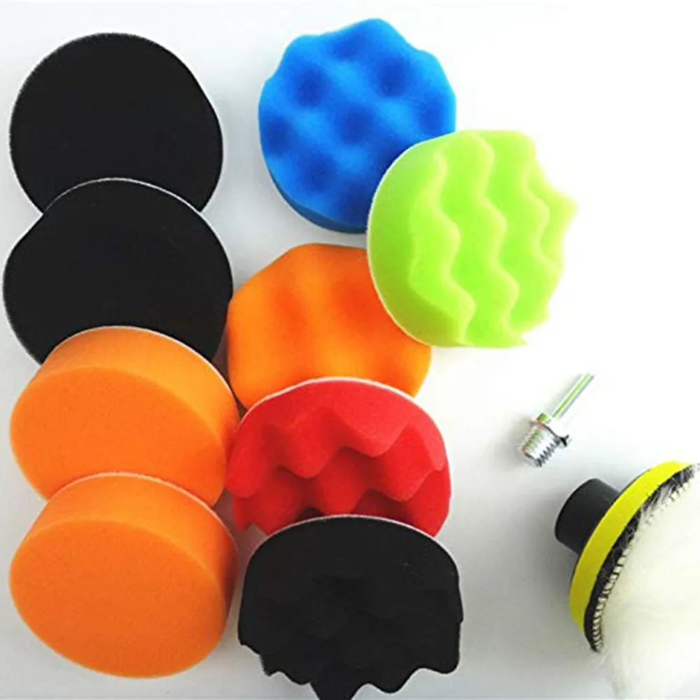 

12pcs/set 4"-6" Polishing Foam Car Buffing Waxing Sponge Pad Kit Durable Portable Cleaning Brush Tool Durable Cleaner
