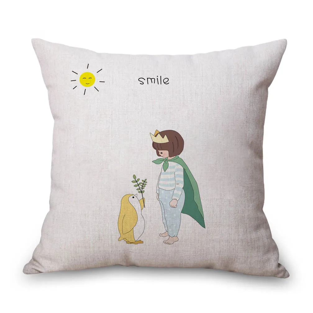 French Novel Little Prince Neck Body Pillowcase Linen Bed Pillows Cover Couch Seat Cushion Throw Pillow Home Decoration Gift