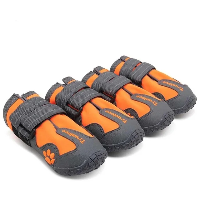 Золотой Truelove Dog Shoes Waterproof Anti-Slip Rain Boots Warm Snow Reflective for Small Medium Large Pet Sports Training - Цвет: Золотой