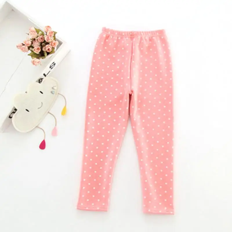 Г. Новые осенне-зимние Утепленные штаны для девочек хлопковые брюки теплые мягкие леггинсы в горошек с принтом для девочек от 3 до 11 лет,#1030