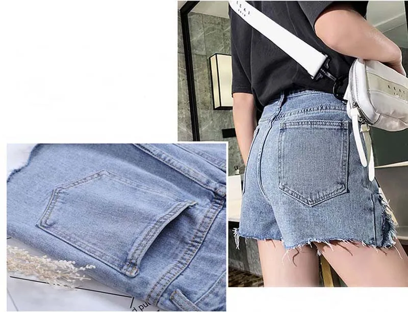 

2019 New Arrival Summer Casual Loose Slim Denim Skirt Shorts Fashion Mid Waist Denim Shorts Female Raw Edge Jeans Shorts D223