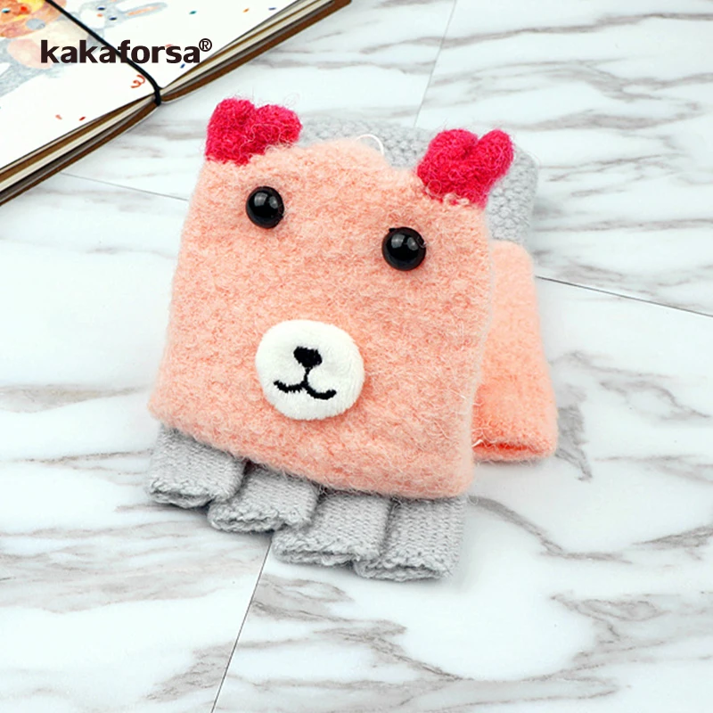 Какафорса Брэнд Нью Вязаные Перчатки Женские Половина Палец Перевернутая Милые Дамы Зима Теплые Модные Картонные Беспалевые Куте ОК.