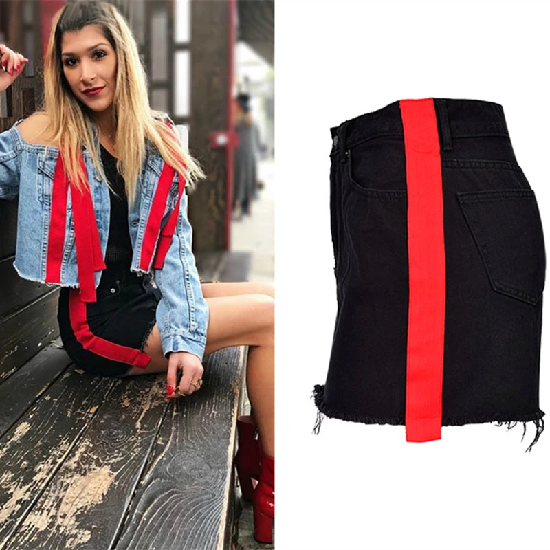 

summer black denim skirts womens high waist short skirt woman jeans skirt mini skirts jupe femme faldas mujer