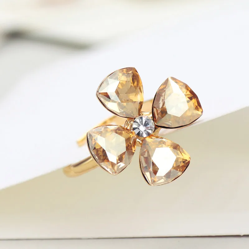 Neoglory Австрия Кристалл и чешские Стразы регулируемое кольцо Изысканный цветочный