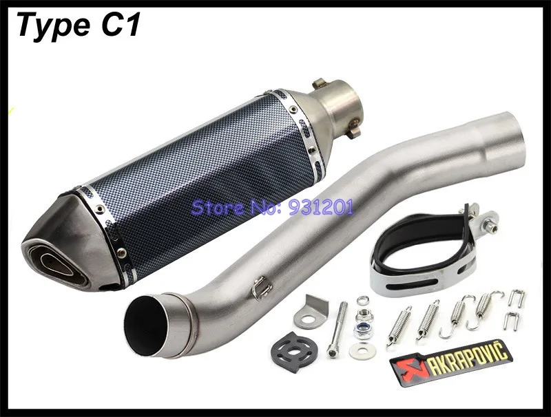 Мотоцикл без шнуровки для Kawasaki Z750 Akrapovic выхлопная система глушитель побега среднего звенья трубы с Akrapovic выхлопной трубы дБ убийца - Цвет: Type C1