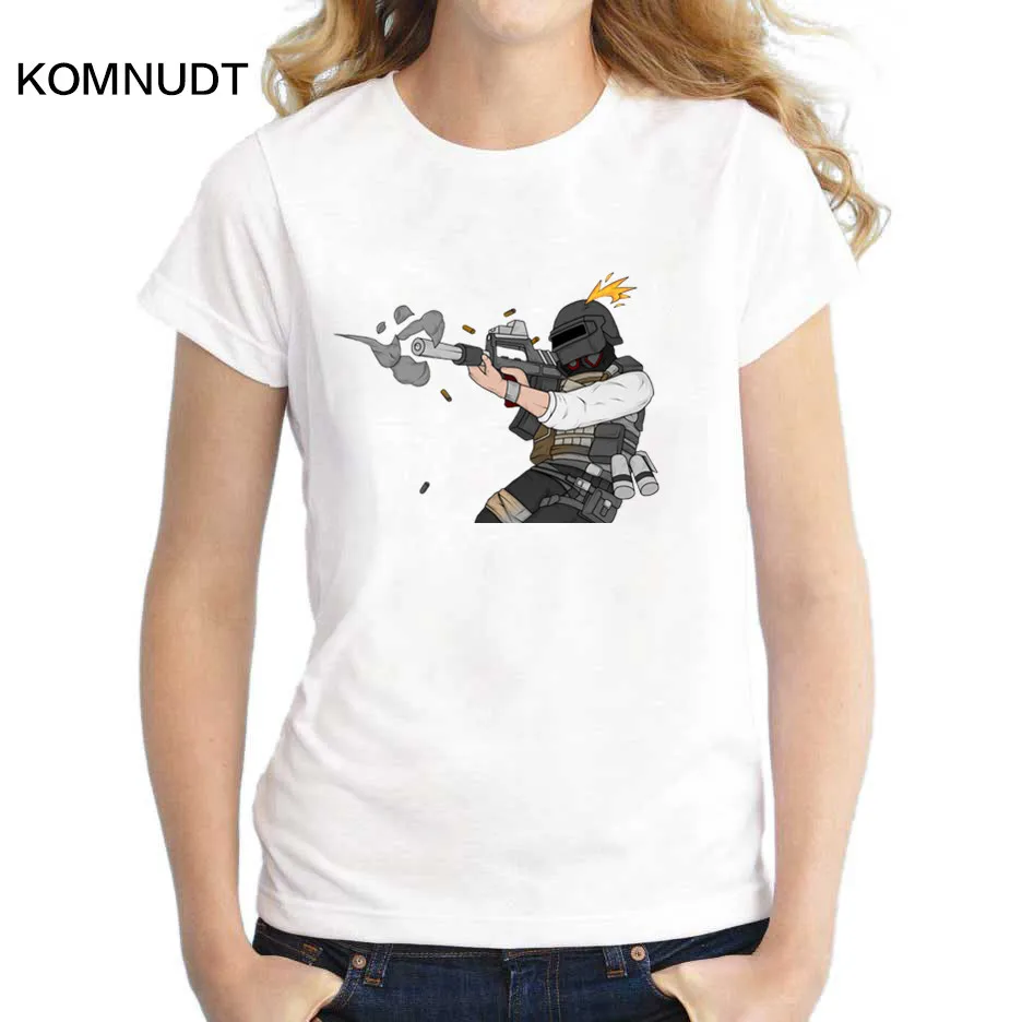 Komnudt стиль игры pubg Harajuku женские Футболки Для женщин/женские белые с круглым