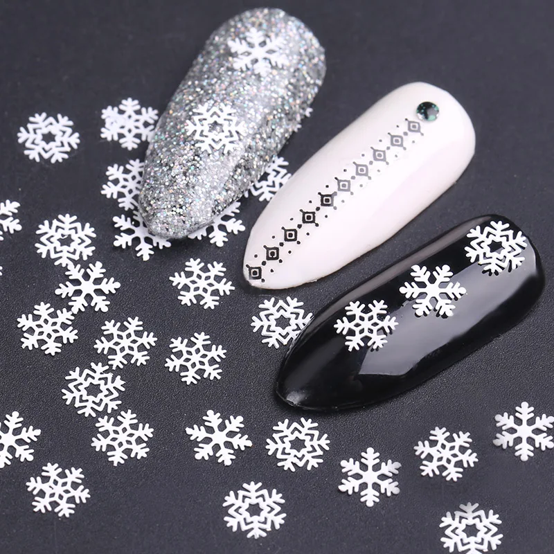 1 Box White Snowflake Nail Alloy Studs Sequins Metal Flakies Manicure Art 3D Decorations Accessories |