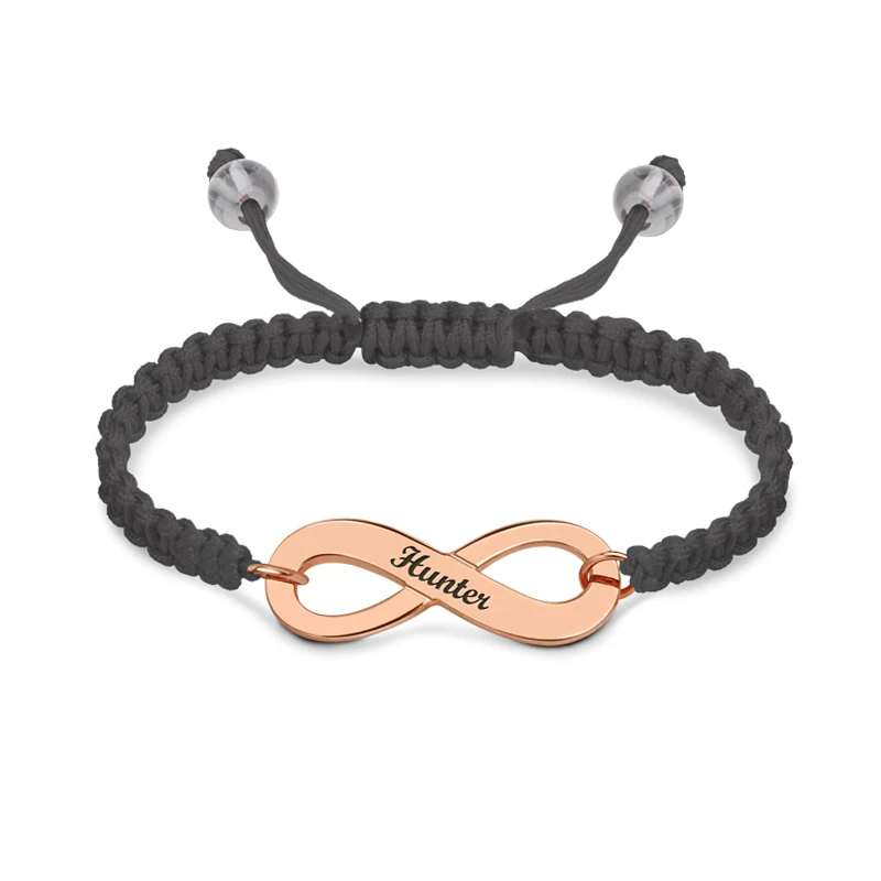 

AILIN Customized Engraved Infinity Symbol Cord Bracelet Rose Gold Color Infinity Bracelet Best Friends Jewelry